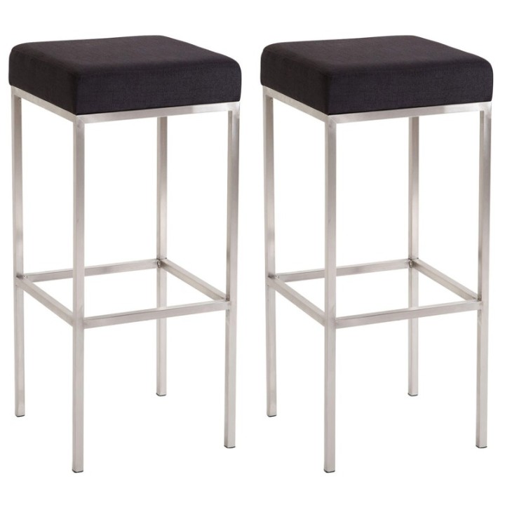 2er Set Barhocker Newark 85 Stoff edelstahl