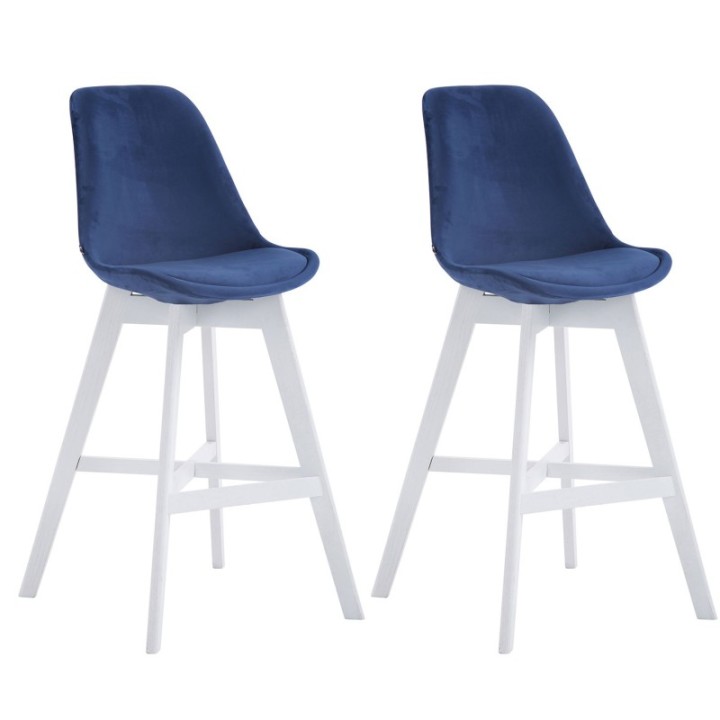 2er Set Barhocker Cannes Samt weiß