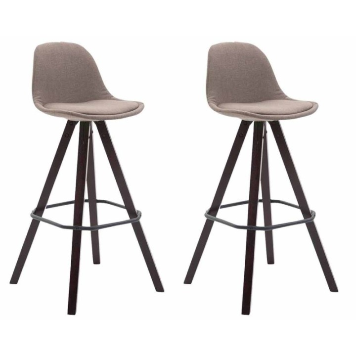 2er Set Barhocker Franklin Stoff Square cappuccino