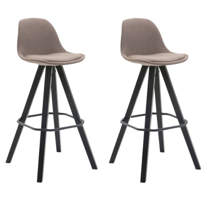 2er Set Barhocker Franklin Stoff Square schwarz