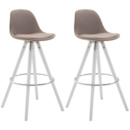 2er Set Barhocker Franklin Stoff rund weiß