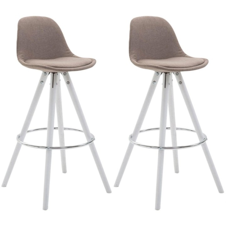2er Set Barhocker Franklin Stoff rund weiß
