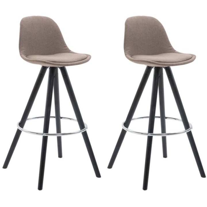 2er Set Barhocker Franklin Stoff rund schwarz