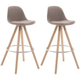 2er Set Barhocker Franklin Stoff rund natura