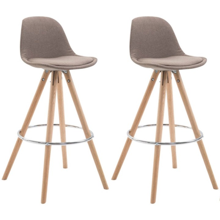 2er Set Barhocker Franklin Stoff rund natura