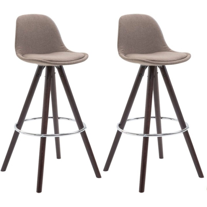 2er Set Barhocker Franklin Stoff rund cappuccino