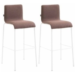 2er Set Barhocker Kado Stoff rund flach weiß