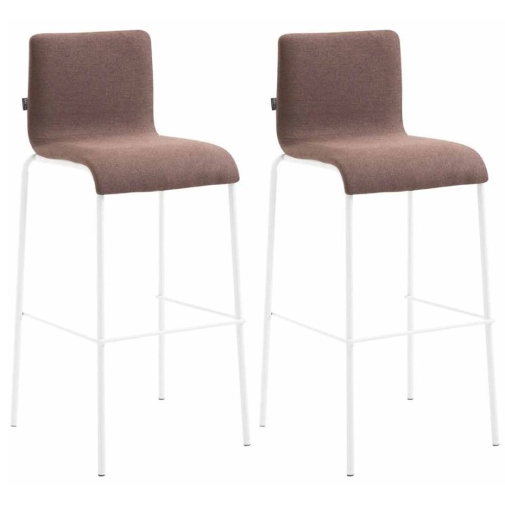 2er Set Barhocker Kado Stoff rund flach weiß