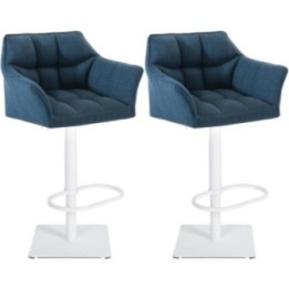 2er Set Barhocker Damaso Stoff weiß