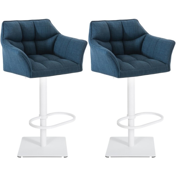 2er Set Barhocker Damaso Stoff weiß