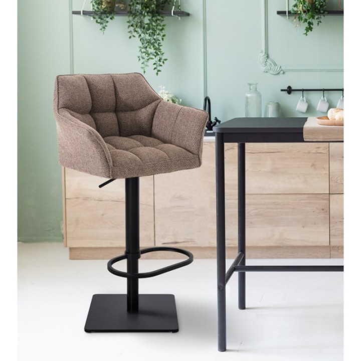 2er Set Barhocker Damaso Stoff schwarz