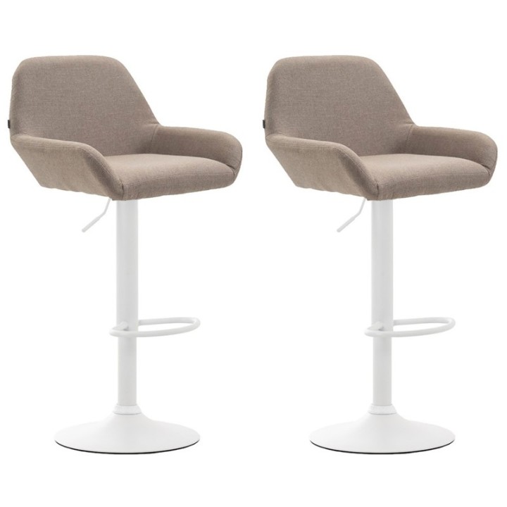 2er Set Barhocker Braga Stoff weiß