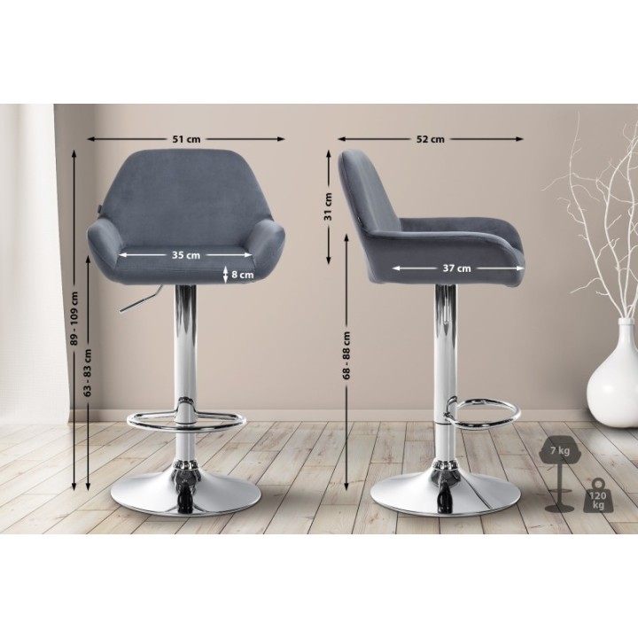 Barhocker Braga Samt chrom