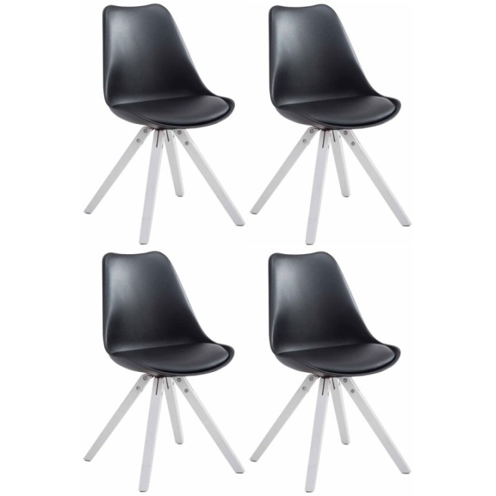 4er Set Stühle Toulouse Kunstleder weiß Square