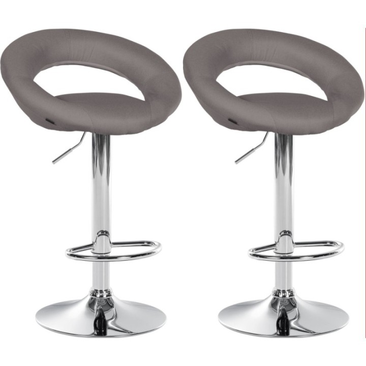 2er Set Barhocker Olinda Stoff Chrom