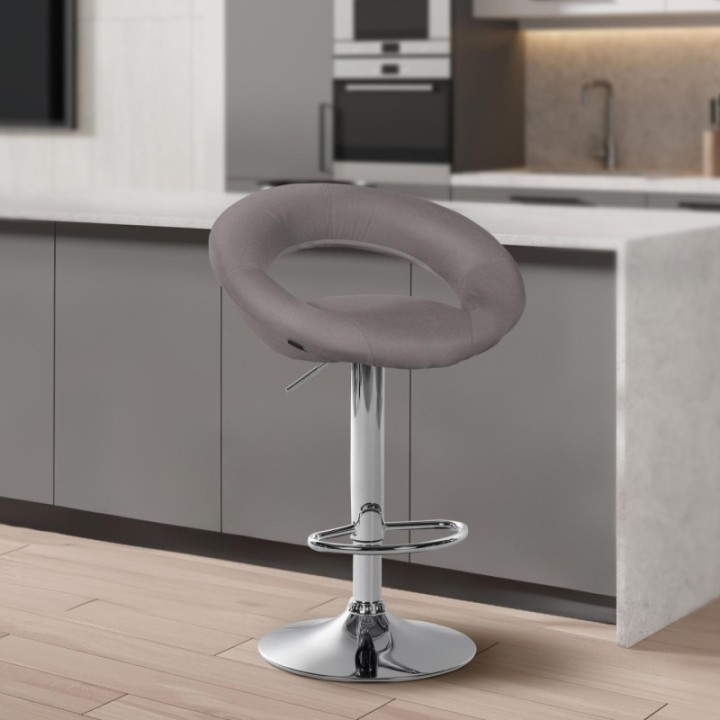 2er Set Barhocker Olinda Stoff Chrom