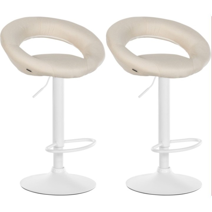 2er Set Barhocker Olinda Stoff weiß 
