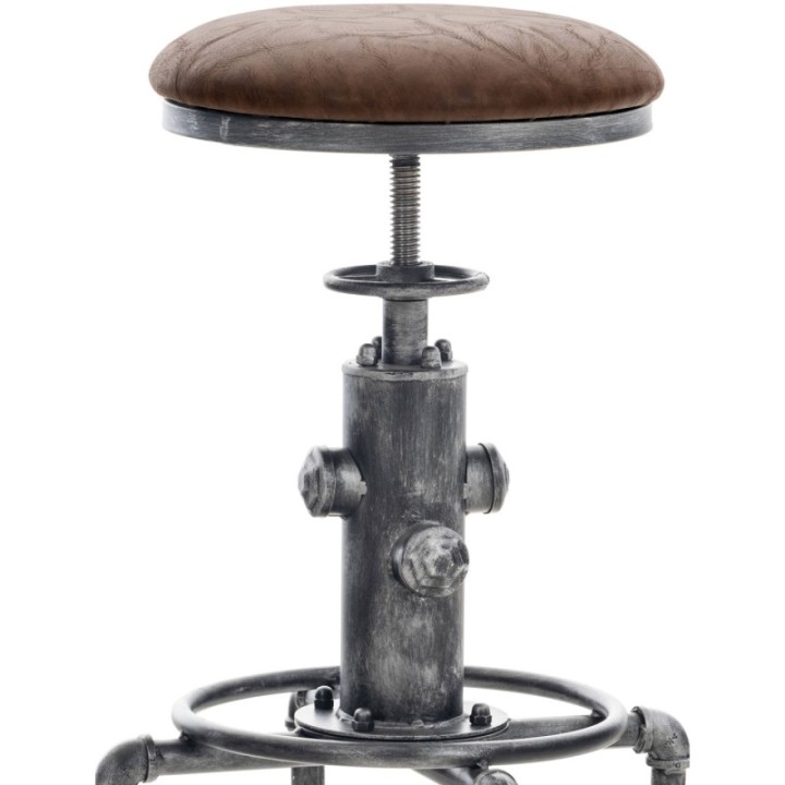 2er Set Barhocker Lumos Vintage Kunstleder antik-silber