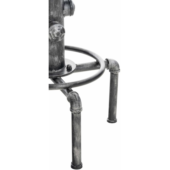 2er Set Barhocker Lumos Vintage Kunstleder antik-silber