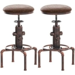 2er Set Barhocker Lumos Vintage Kunstleder bronze