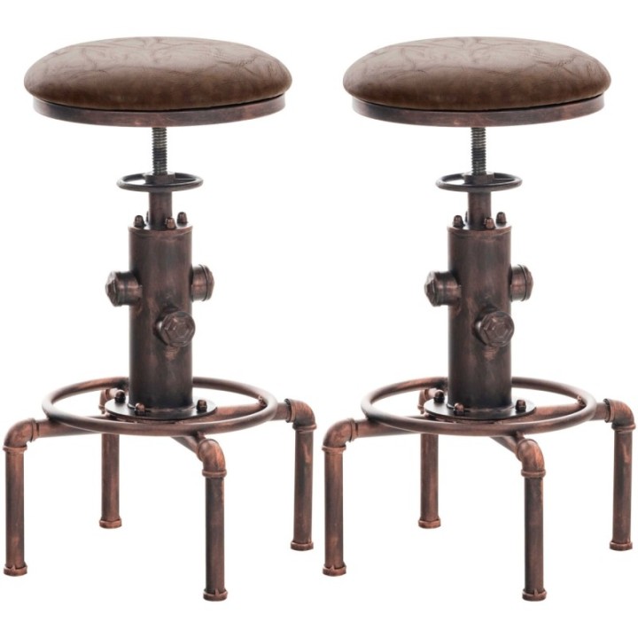 2er Set Barhocker Lumos Vintage Kunstleder bronze