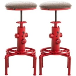 2er Set Barhocker Lumos Vintage Kunstleder rot