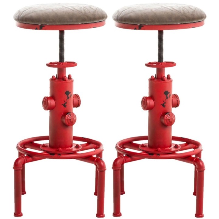 2er Set Barhocker Lumos Vintage Kunstleder rot