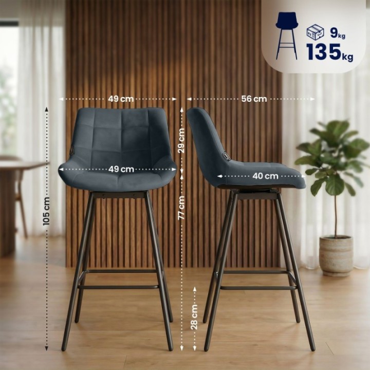 Barhocker Weston Schwenkbar Samt