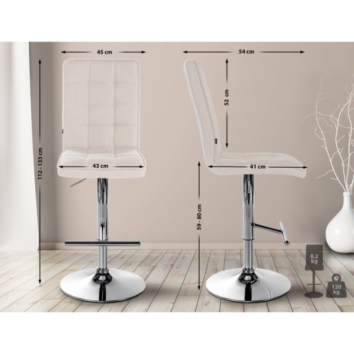 Barhocker Peking V2 Stoff chrom