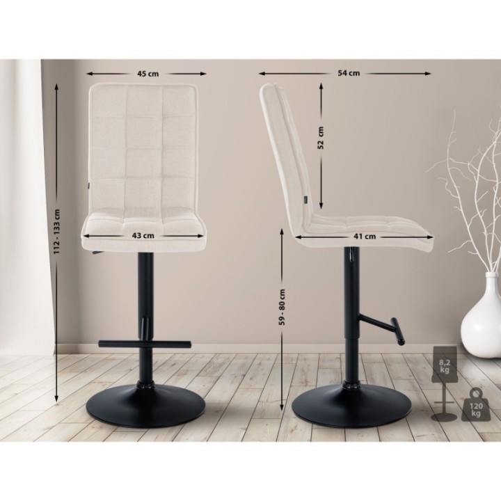 Barhocker Peking V2 Stoff schwarz
