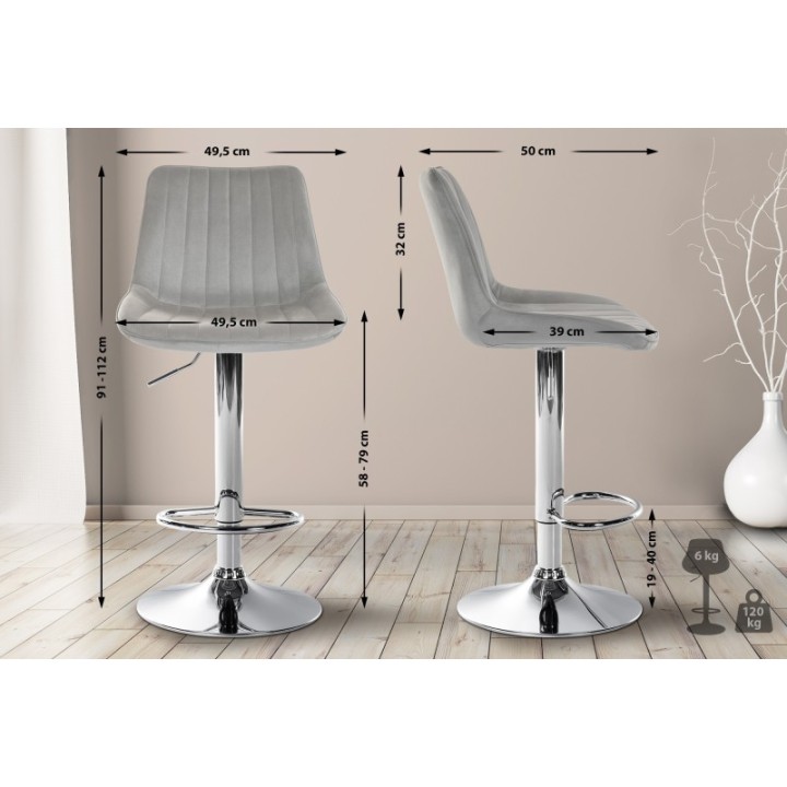 Barhocker Toni Samt chrom
