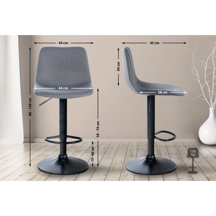 Barhocker Divo Stoff Schwarz