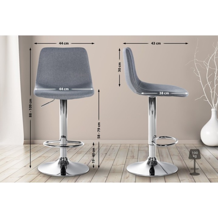 Barhocker Divo Stoff Chrom