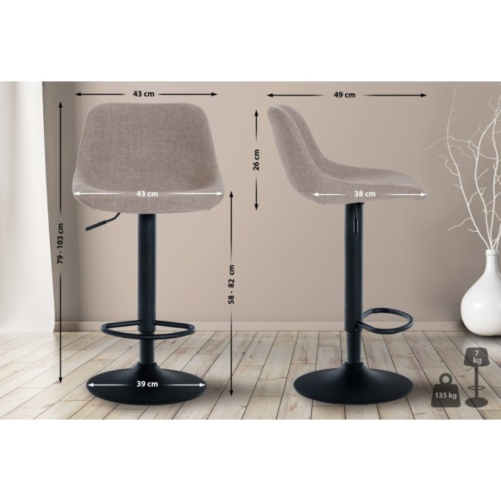 2er Set Barhocker Loft Stoff