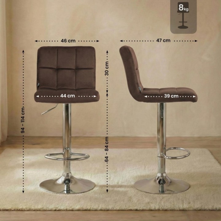 Barhocker Peru Samt chrom