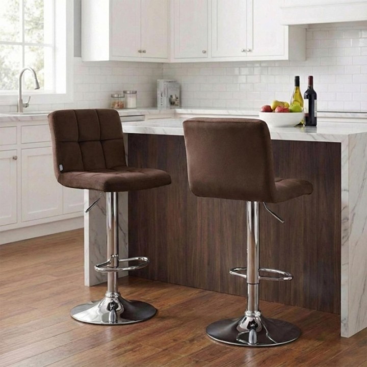Barhocker Peru Samt chrom