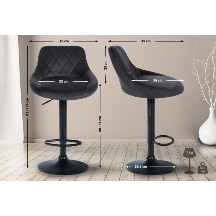 Barhocker Lazio Samt schwarz