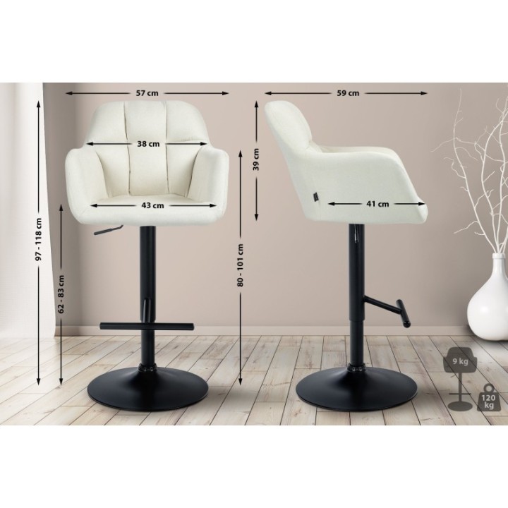 Barhocker Natoma Stoff schwarz