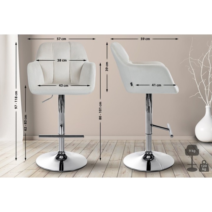 Barhocker Natoma Samt chrom