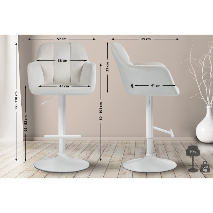 Barhocker Natoma Samt weiß