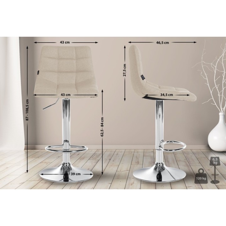 2er Set Barhocker Jerry Stoff chrom
