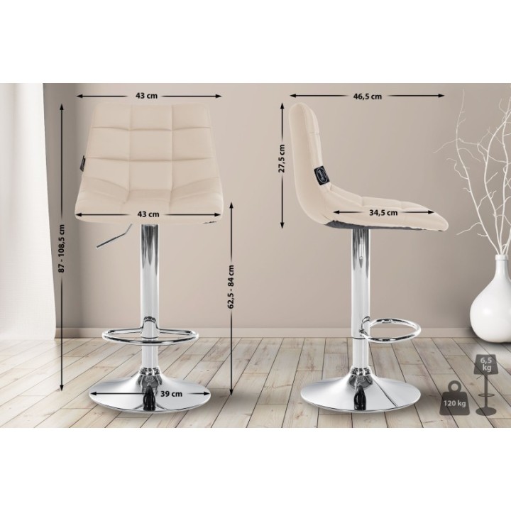 2er Set Barhocker Jerry Kunstleder chrom