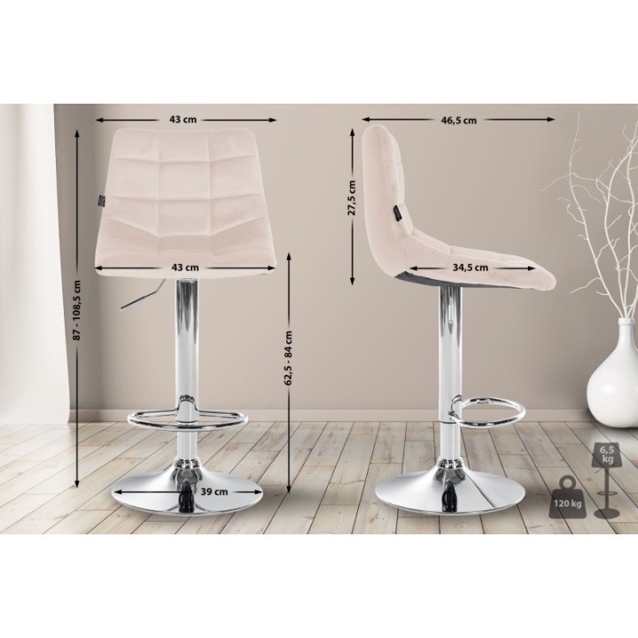 2er Set Barhocker Jerry Samt chrom