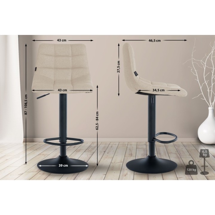 2er Set Barhocker Jerry Stoff schwarz
