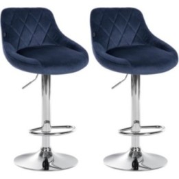 2er Set Barhocker Lazio Samt chrom