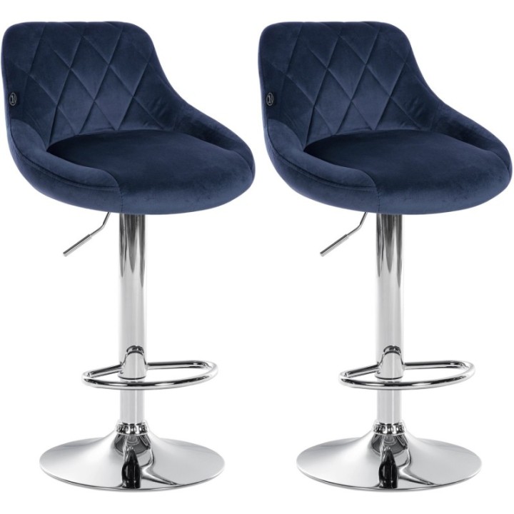 2er Set Barhocker Lazio Samt chrom