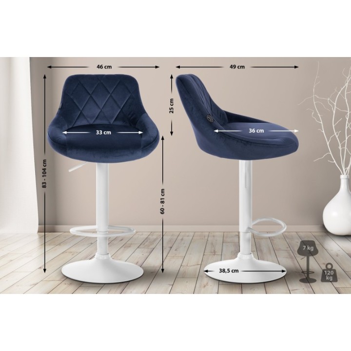 2er Set Barhocker Lazio Samt weiß