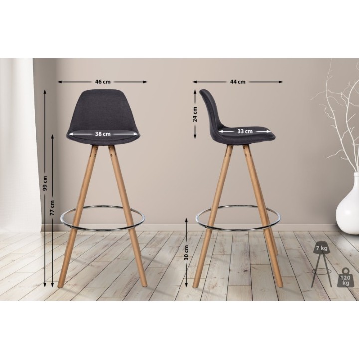Barhocker Corbin Stoff Rund natura