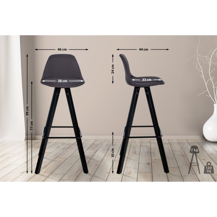 Barhocker Corbin Stoff Square schwarz