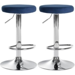 2er Set Barhocker Ponte Samt chrom